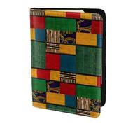 African Style Patchwork Print Passport Holder for Travel,Wallet Case RFID Blocking Leather Card Slot Protector