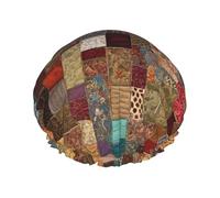 African Style Patchwork Print Premium Double Layer Shower Cap For Women With Reusable Shower Cap For Hair - Waterproof Plastic Cap - Shower Caps For Long, Short And Curly Hairs