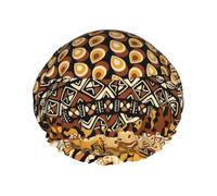 African Style Patchwork Print Premium Double Layer Shower Cap For Women With Reusable Shower Cap For Hair - Waterproof Plastic Cap - Shower Caps For Long, Short And Curly Hairs