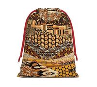 African Style Patchwork Print Santa Sack Drawstring Bags For Presents, Reusable Plush Holiday Fabric Gift Bags- L Size