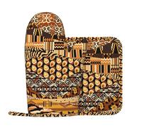 African Style Patchwork Print Silicone Kitchen Oven Gloves Pot Holders Set Anti-Scald Pad For Baking Roasting