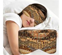 African Style Patchwork Print Sleeping Mask Wide Band Reversible Light Blocking Travel Cover