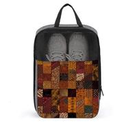 African Style Patchwork Shoe Bag for Travel Water-Resistant Shoe Pouch for Gym Portable Sneaker Bag with Zipper Travel Luggage Shoes Organizer Soccer Cleats Bag for Gym, Luggage