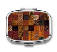 African Style Patchwork Travel Pill Organizer A Daily Pill Box for Supplements 2 Compartment Pill Case Convenient for Carrying and Storing Medicines Box