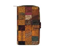 African Style Patchwork Wallet Multifunctional Leather Wallets for Men Compact Long Wallet Credit Card Holder Passport Bag