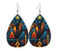 African style textile pattern Earrings for Women Faux Leather Earring Teardrop Dangle Earrings Lightweight Jewelry Gift
