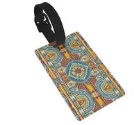African Style Textile Pattern Luggage Tags for Suitcases, PVC Suitcase Tag with Secure Strap Suitcase Identifier with Privacy Name Card for Travel Bag Tags Personalized Baggage Tag for Women Men