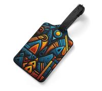 African Style Textile Pattern Tag Luggage with Name Card Identifiers Leather Identifiers Travel Tags Backpack Tag for Long Flight Must Travels Gift Airport Essentials 2.8 X 4.7 in