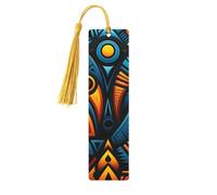 African Style Textile Pattern Wood Bookmark for Book Lovers Birthday Teachers Gift, Handmade Craft Book Marks Ornaments with Tassel Exquisite Reading Page Markers for Men Women