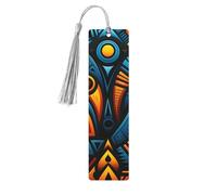 African Style Textile Pattern Wood Bookmark for Book Lovers Birthday Teachers Gift, Handmade Craft Book Marks Ornaments with Tassel Exquisite Reading Page Markers for Men Women