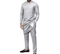 African Suit for Men, African Men's Outfit, Long Sleeve Gold Print Dashiki and Pants, Traditional Suit, 2-Piece Set, Islamic Costume Kaftan Dubai Arab Kaftan Clothing