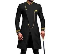 African Suits for Men Dashiki Embroidery Jackets and Pants 2 Piece Set Slim Fit Formal Outfits Wedding, Black, M