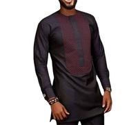 African Suits for Men Dashiki Long Sleeve Shirt and Pants Black Traditional Outfits Clothing Tracksuit 2 Piece Sets