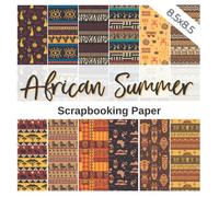 AFRICAN SUMMER: Scrapbooking paper | Africa inspired decorative papers set with traditional tribal patterns, African animals, cave people art | Summer ... crafts, junk journals, collage, and more