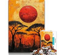 African Sunset 1000 Piece Jigsaw Puzzle for Adults And Teenagers,Challenging To Complete But Fun And Humorous Unique Home Decor And Gifts (38x26cm)