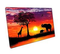 African sunset Elephant giraffe Canvas Wall Art print on canvas Picture for Home Office Decor 76x51cm (30x20In)