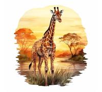 African Sunset Vinyl Decals, Giraffe Wall Stickers, Animal Laptop Decor