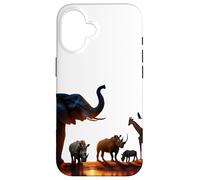 African Sunset with Elephants, Giraffes and Rhinos Case for iPhone 16