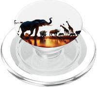 African Sunset with Elephants, Giraffes and Rhinos PopSockets PopGrip for MagSafe