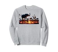 African Sunset with Elephants, Giraffes and Rhinos Sweatshirt
