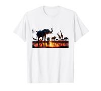 African Sunset with Elephants, Giraffes and Rhinos Value Graphic T-Shirt