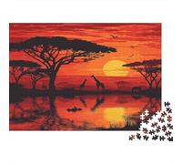 African SunsetJigsaw Puzzles 1000 Pieces for Adults Puzzle Educational GamesSafari Wildlife Scene