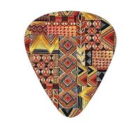 African Textile Patchwork 12-Pack Guitar Picks Set â€“ Unique Single-Sided Printed Picks With Abs Material For Acoustic, Electric Guitars & Ukuleles