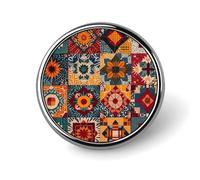 African Textile Patchwork Backpack Pin Cute Brooch Decoration Brooches for Women Mens Lapel Pins for Suits Fashion Button Badges for Hat Backpacks Purses Jackets Shirt Suit Lapels-Circular
