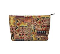 African Textile Patchwork Corduroy Makeup Bag Travel Organizer Bag Cosmetic Bag Large Wide-Open Pouch
