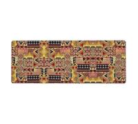 African Textile Patchwork Extra Large Desk Pad,Non-Slip Rubber Base Mat, for Keyboard, Mouse and Desk Protection