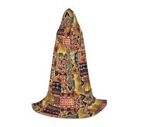 African Textile Patchwork Hooded Cape For Teenagers, Unisex Cloak Robe Hooded Halloween Costume Satin Witches Vampire Cloak Fancy Dress Up Children