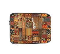 African Textile Patchwork Laptop Case 17 inch, Water Resistant Laptop Sleeve Shockproof Protective Traveling Computer Bag Portable Business Briefcase for Men Women