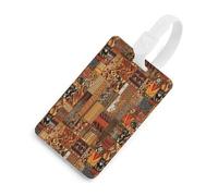 African Textile Patchwork Luggage Tags for Suitcases Cute Suitcase Tag Privacy Cover ID Identifier Unique Name Tags for Travel Baggage Essentials Fashion Tag, White-style, One Size
