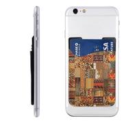 African Textile Patchwork Phone Card Holder Leather Slim Phone Wallet | Stick On Credit Card Case For Back Of Phone Cases, Stronger Adhesive Phone Pocket For Women Men, Fit 7 Cards