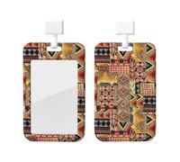 African Textile Patchwork Print Card ID Badge Holder with Breakaway Lanyard,for Doctor Teacher Nurse Staff Office