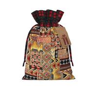 African Textile Patchwork Print Christmas Drawstring Gift Bags,Gifts Wrapping Bag for Xmas Birthday Holiday Party