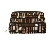 African Textile Patchwork Print Cosmetic Bags,Leather Makeup Bag Small For Purse,Cosmetic Pouch,Toiletry Clutch For Women Travel, African Mud Cloth Tribal, One Size