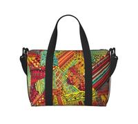 African Textile Patchwork Print Duffle Bag for Travel Foldable Carry-On Travel Bag, Luggage Flight Bags Weekend Bag for Women and Men