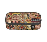 African Textile Patchwork Print Pencil Bag Pen Case, Large Capacity Stationery Pouch Pencil Holder Desk Organizer for School Office Supplies
