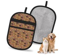 African Textile Patchwork Print Pet Hair Remover Gloves Deshedding Tool Grooming Home Cleaning Accessory