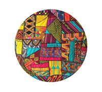African Textile Patchwork print Print Leather Coaster Set of 6, Round Shape Coasters Table Decorative Coffee Cup Beverage Coasters Wine Beer Bar Coasters for Hot Drinks Table Protection