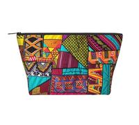 African Textile Patchwork Print Print Makeup Bag Trapezoid Travel Cosmetic Organiser Stylish Storage for Beauty & Gifts for Women Girls