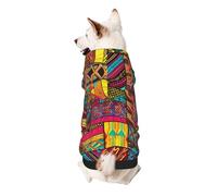 African Textile Patchwork print Printed Dog Hoodie Soft Dog Sweatshirt Cute Cat Dog Clothes for Small Dogs Kitten Puppy, L