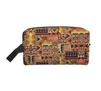 African Textile Patchwork Print Storage Bag – Large Travel Cosmetic Makeup Bags, Portable Pouch Organizer for Toiletries, Accessories