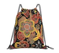 African Textile Patchwork Print Unisex String Backpack Adjustable Gym Sack Durable Swimming Bags For Holidays Travel Gym