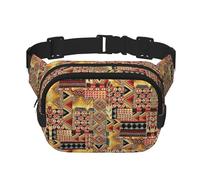 African Textile Patchwork Print Waist Pack Square Waist Bag Workout Hiking Running Travel Gym Pretty Zipper Fashion