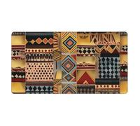 African Textile Patchwork Printed Mouse Pad 15.8x29.5 Inch (40cmx75cm), Large Anti-Slip Gaming Mouse Pad Desk Pad, Waterproof Soft Rubber Stitched Edges Desk Mat for Home Office Work