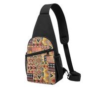 African Textile Patchwork Printed Sling Bag for Women Men Crossbody Chest Bag Casual Daypack for Travel Hiking Running