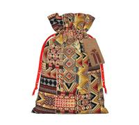 African Textile Patchwork Printing Practical Christmas Bag With Drawstring,4.7x6.9 Inch For Christmas Halloween