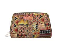 African Textile Patchwork PVC Leather Makeup Bag Cosmetic Pouch Travel Organizer Toiletry Clutch
